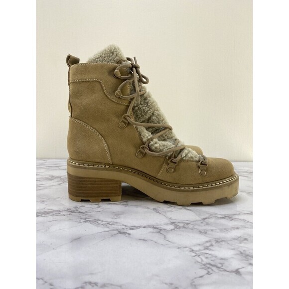 Calvin Klein Alaina Faux Shearling Boot in Light Natural Suede sz 8 - Picture 6 of 10